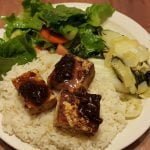 Tofu and rice with balsamic fig sauce