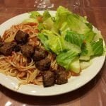 Gardein vegan meat balls and spaghetti