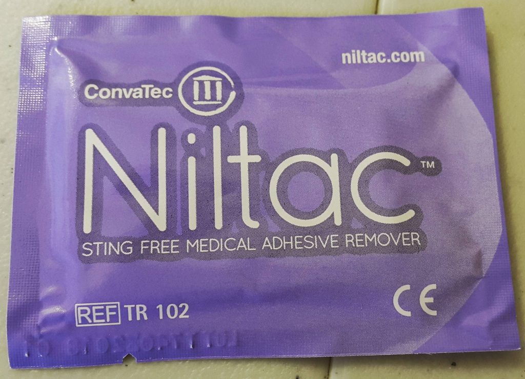 Niltac adhesive remover wipe packet