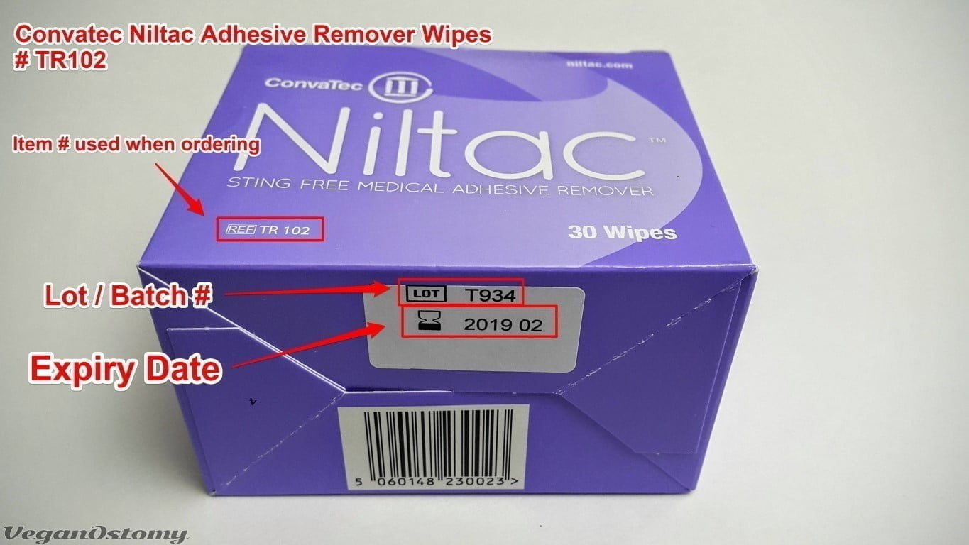 ConvaTec Niltac adhesive removal wipes package info