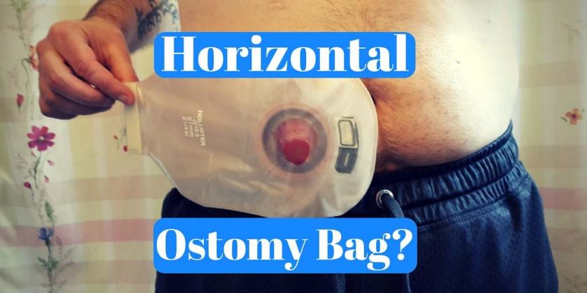 Horizontal ostomy bag header