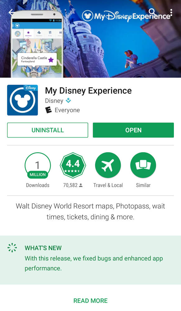 Disney World app for Android Feb 2017