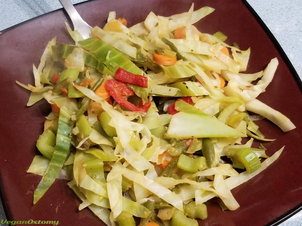 Cooked shredded cabbage